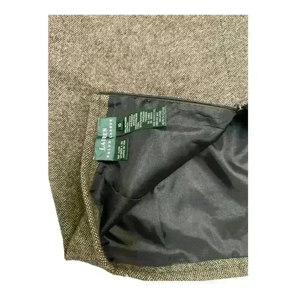 Lauren Ralph Lauren 100% Wool Black and Tan Pencil Skirt, size 10